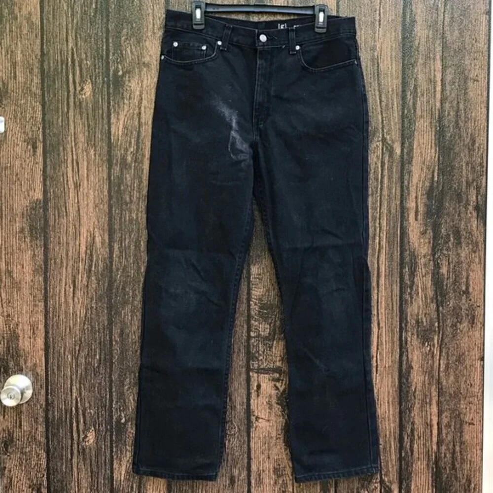 George Jeans Regular Fit Black Denim Cotton Mens Size 33 X 30